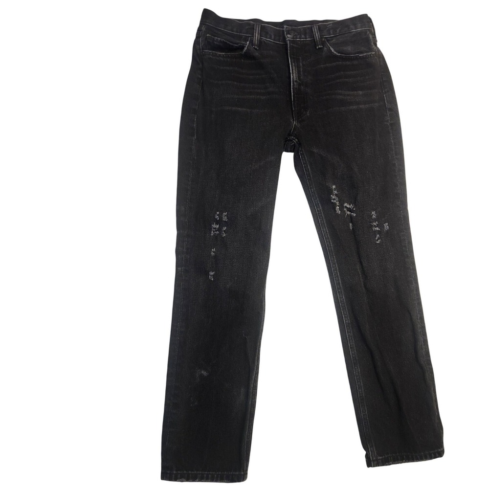Vince Black Distressed Straight Leg Jeans 100% Cotton Japanese Fabric Size 29